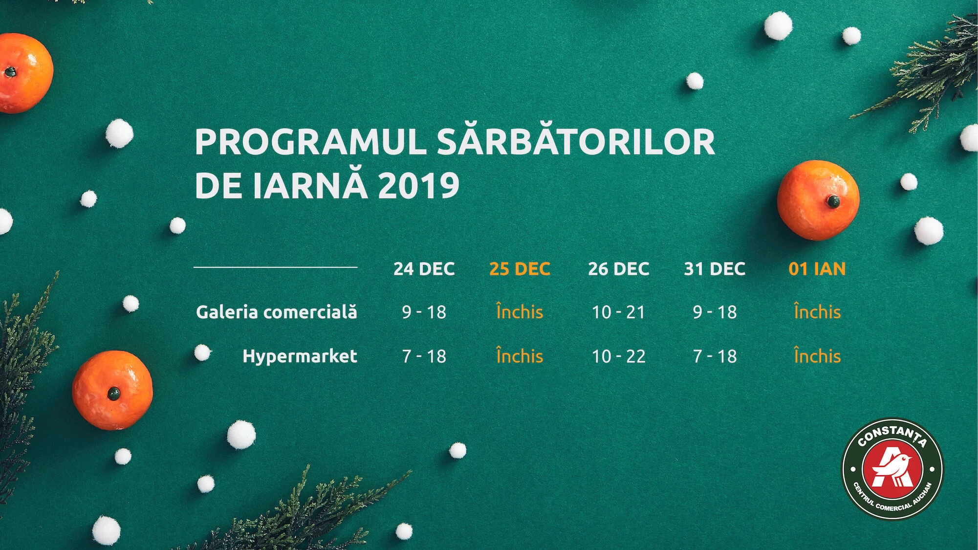 Programul sărbătorilor de iarnă 2019